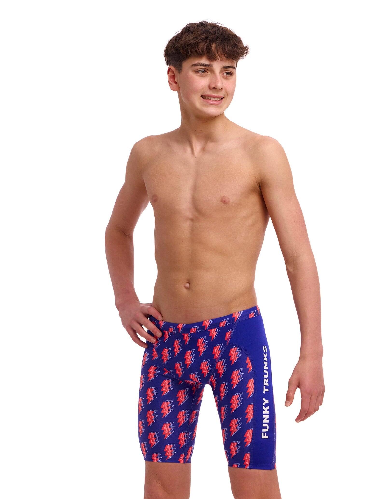 Funky Trunks Boys Flash Swim Training Jammer - Blue/Red 3/5