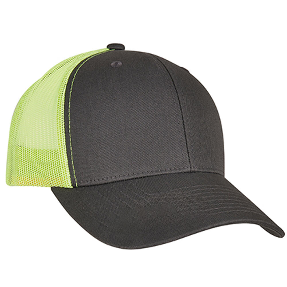 Retro tweekleurige truckerpet (Houtskool/Neon Groen) 2/2