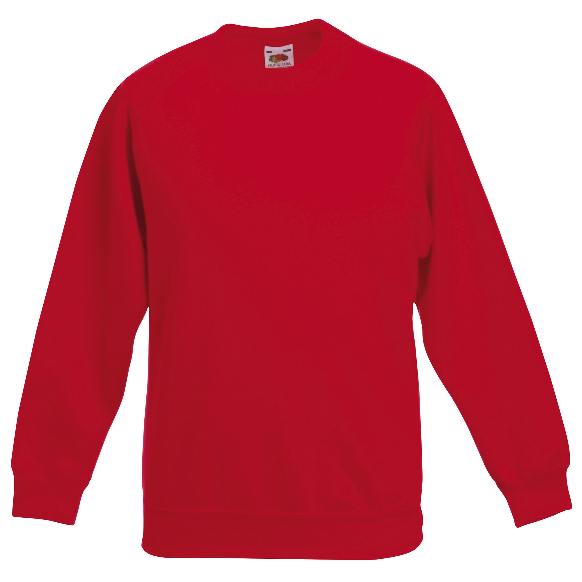 FRUIT OF THE LOOM Childrens Unisex Raglan Sleeve Sweatshirt (Pack of 2) (Red)