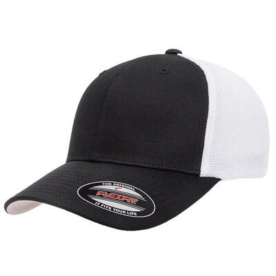 Tweekleurige katoenen mesh trucker cap (zwart)