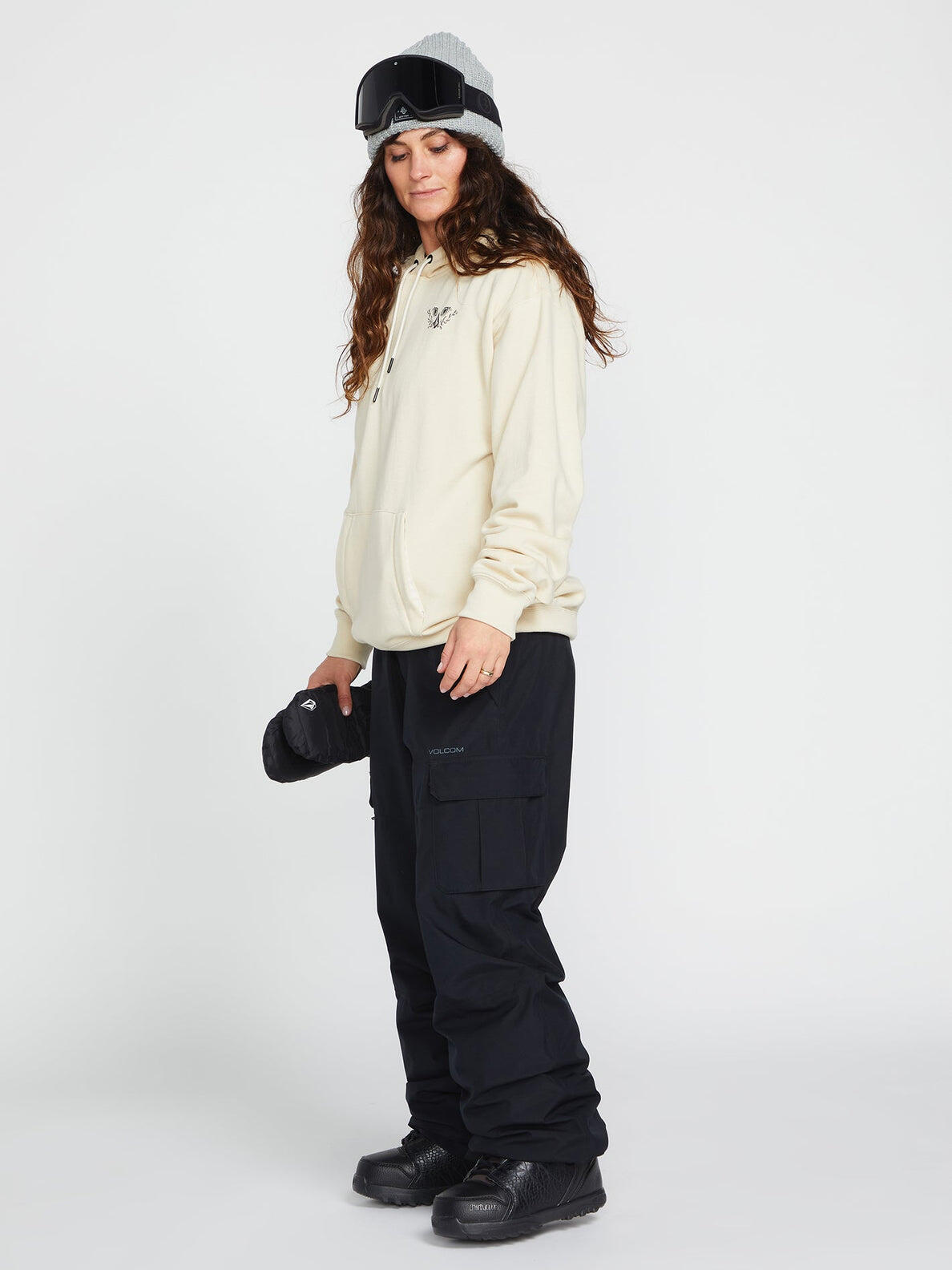 Camisola de neve para mulher Volcom Melancon Hoodie - Branco Off 3/4