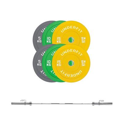 Sztanga olimpijska bumper color 150 cm UNDERFIT 73 kg