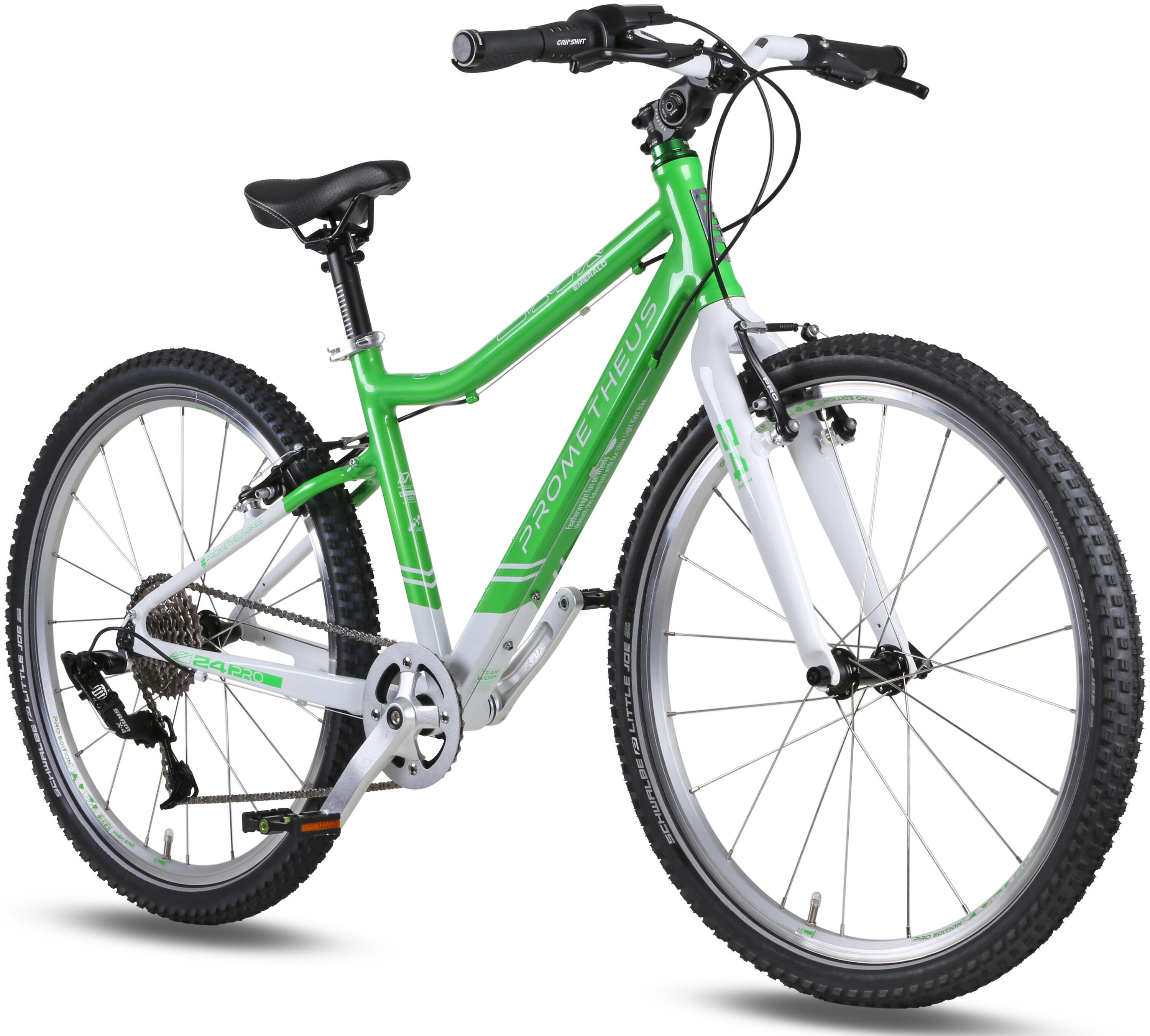 PROMETHEUS BICYCLES Kinderfahrrad 24 Zoll ab 7 Jahre Superleicht 8 Gang SRAM X4 Fahrrad Grün Weiß