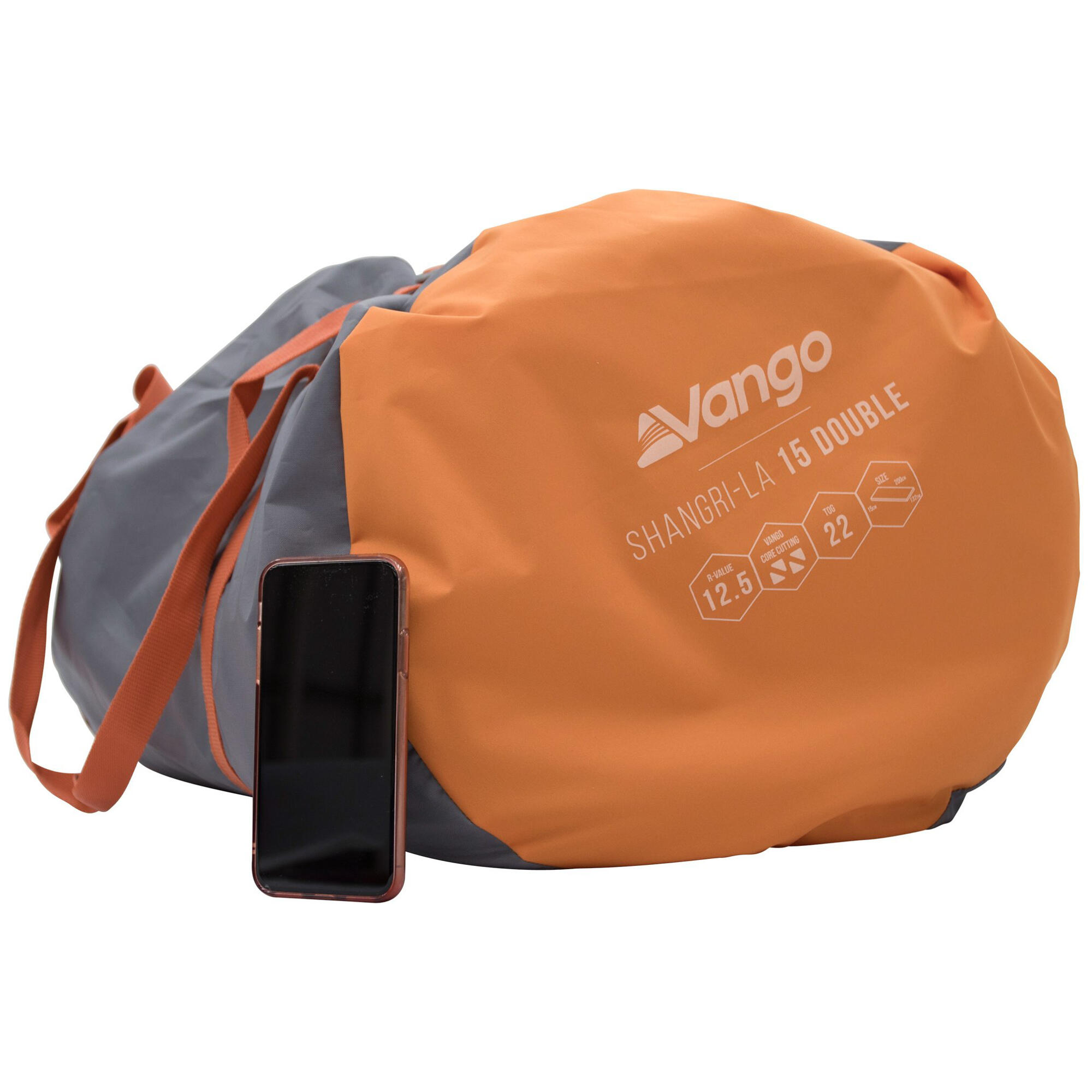 Vango Shangri-La II 15 Double Sleeping Mat, Cloud Grey / Orange 6/7