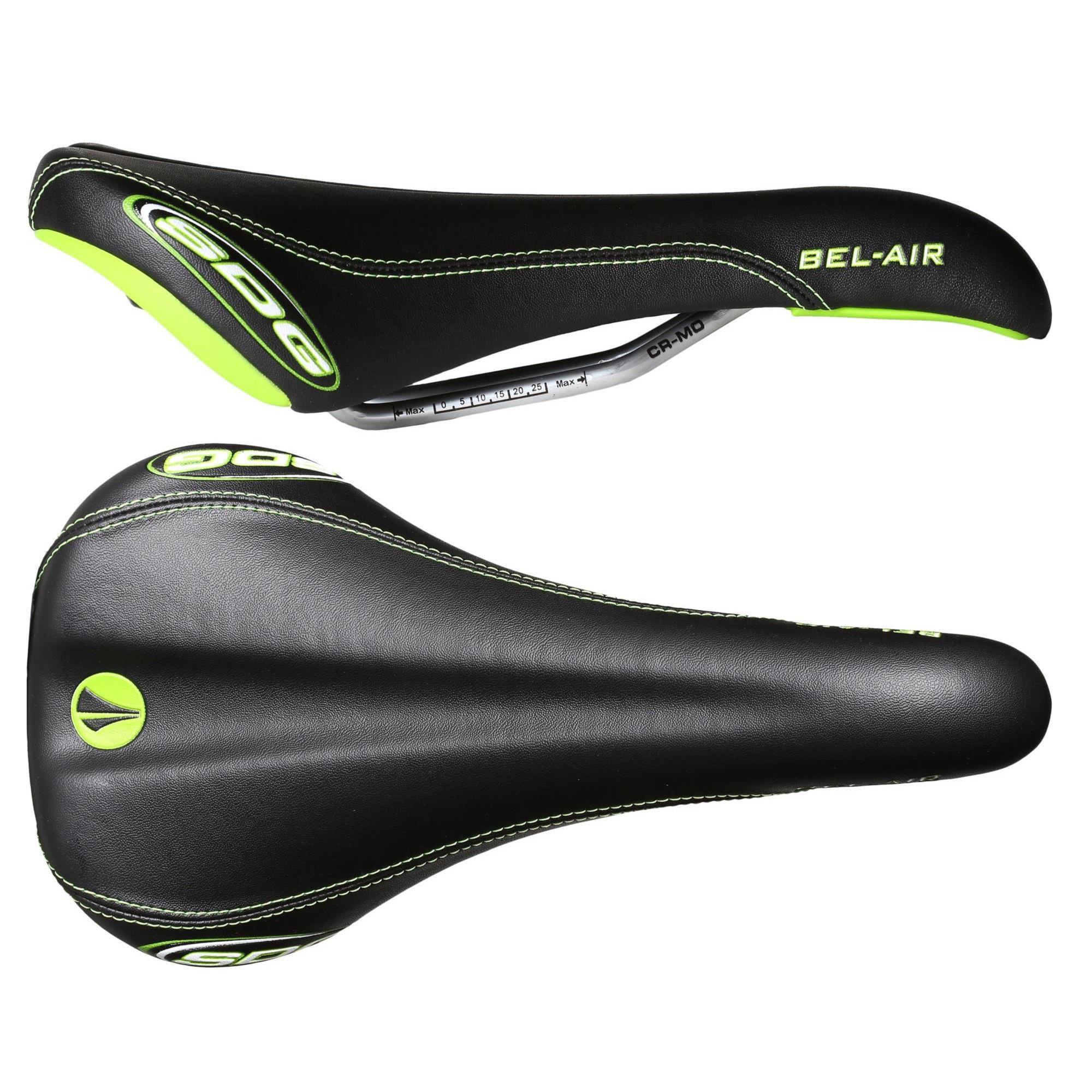BEL AIR CRO-MO RAIL SADDLE Black Syn Top/Black Syn Sides/Green Stitching 1/1