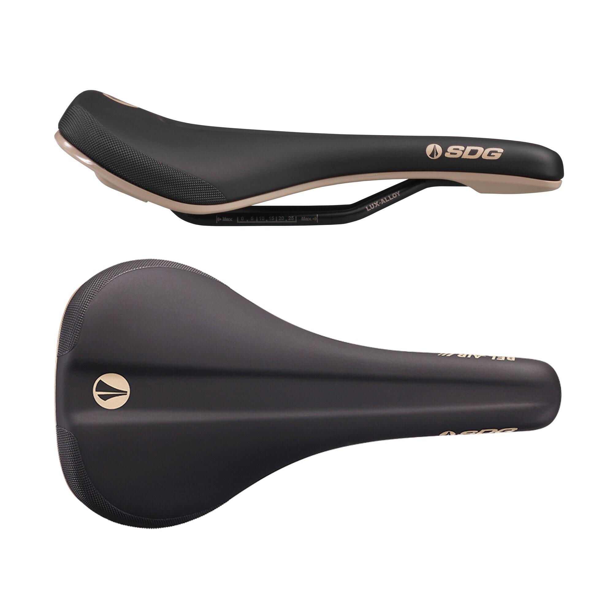SDG COMPONENTS BEL AIR 3.0 MAX LUX-ALLOY RAIL SADDLE Black Microfibre Top / Tan Base