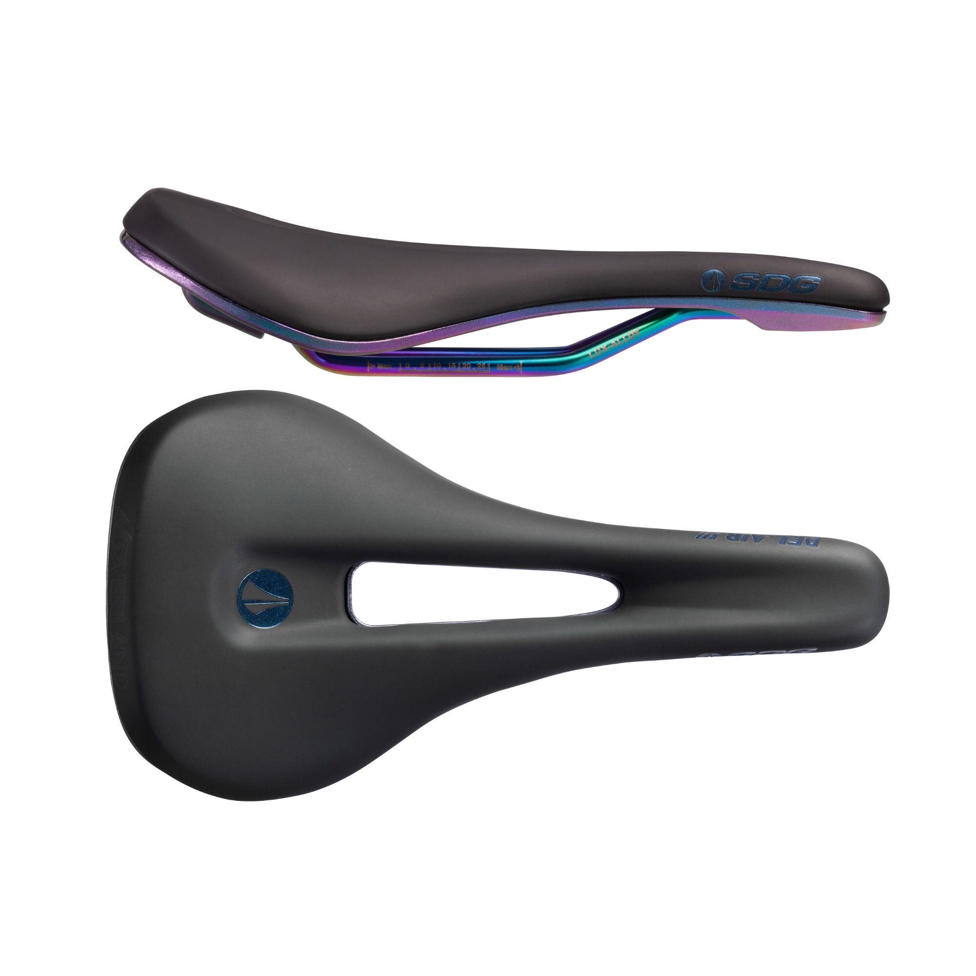 SDG COMPONENTS BEL AIR 3.0 OVERLAND OIL SLICK LUX-ALLOY RAIL SADDLE Black Microfibre Top / Oli