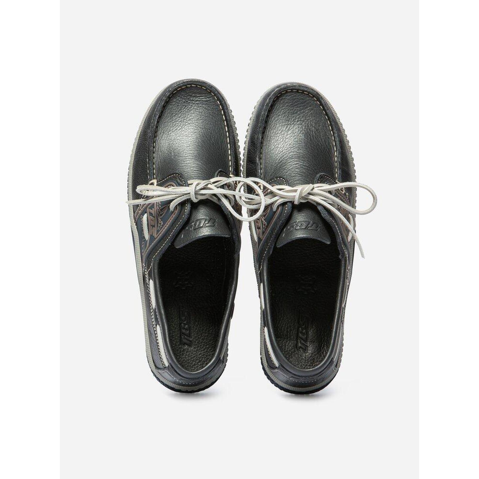 Chaussures Bateau TBS GLOBEK Pour Homme - Cuir Bleu Marine/froment, Semelle Caoutchouc, Neuf