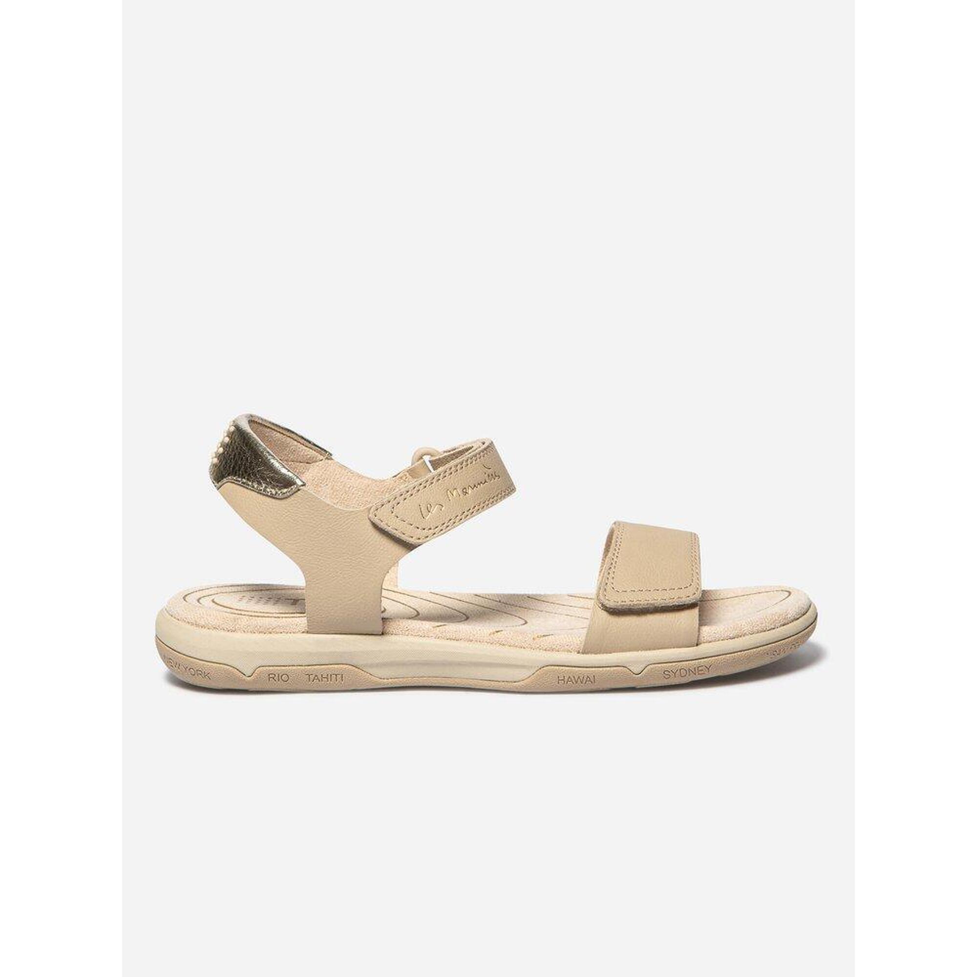 Sandales plates Femme - JAZSUNY Beige + Champagne