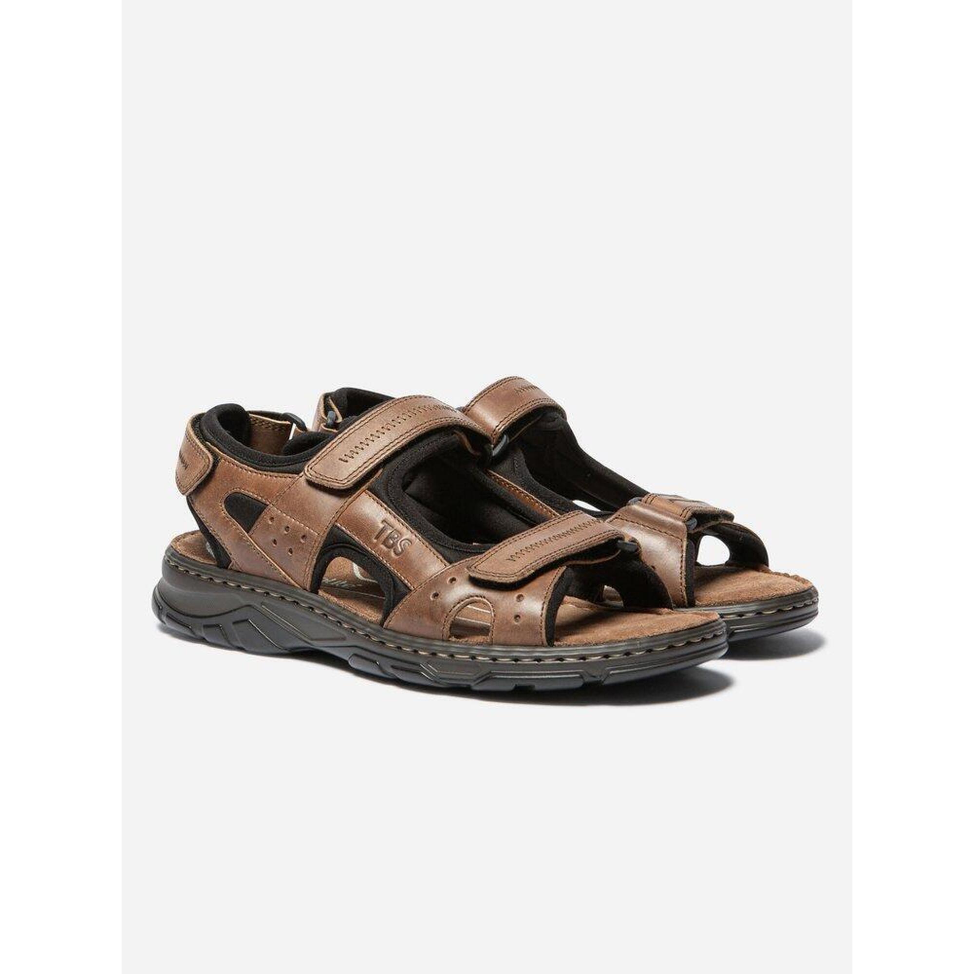 Sandales plates Homme - JOHALIN Cognac