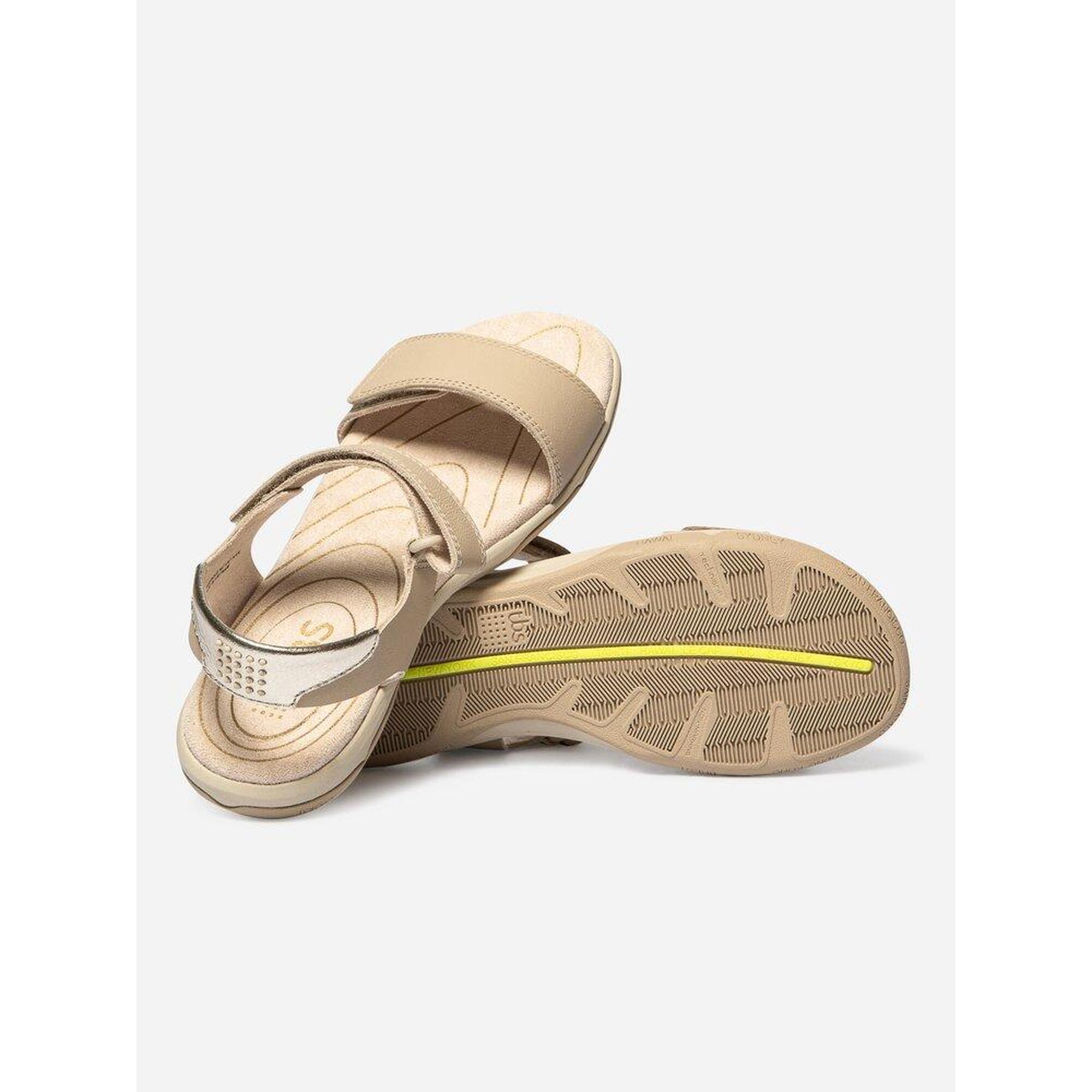 Sandales plates Femme - JAZSUNY Beige + Champagne