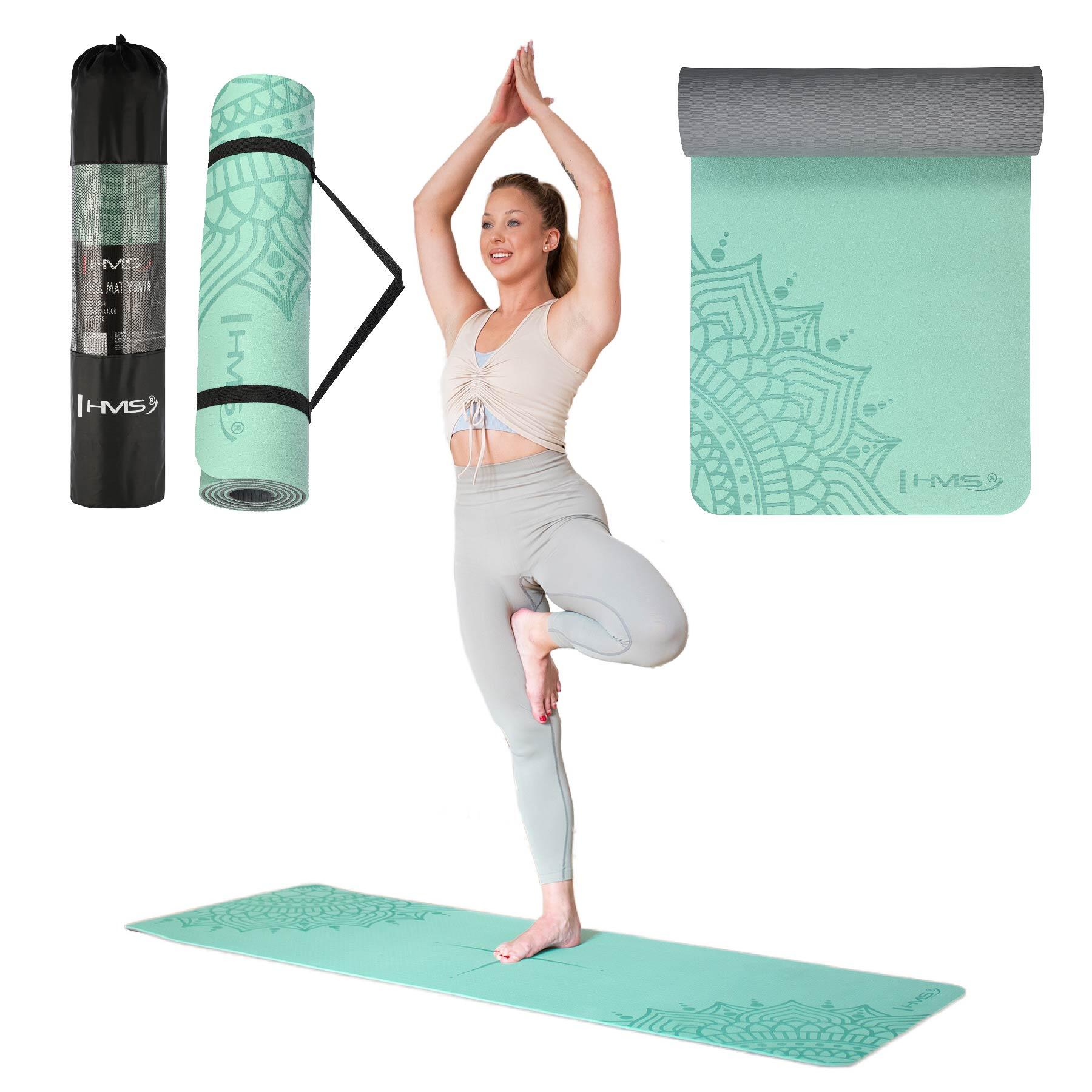 Tapis de yoga fitness antidérapant 182x61cm TPE HMS YM10 2/7