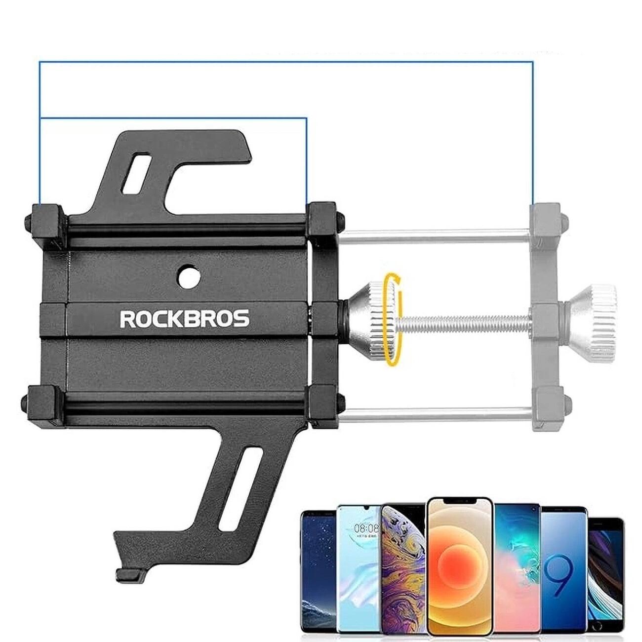 Soporte para teléfono de bicicleta de aleación de aluminio - Negro 3/7