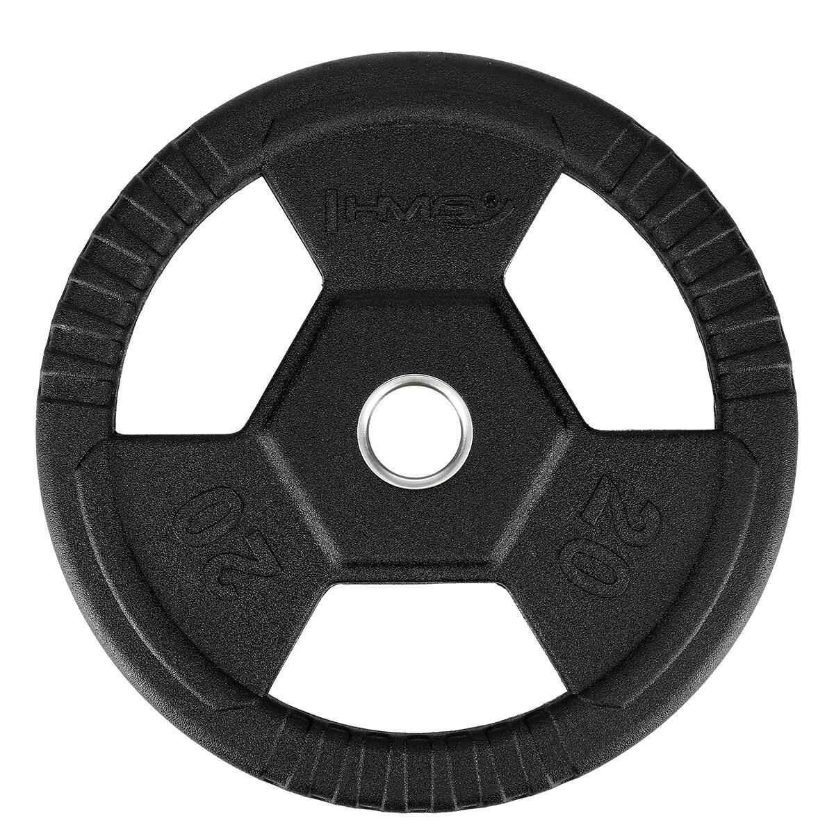 Hms - Disque D'Haltères Olympique Avec Enrobage En Caoutchouc Hms Toh Hms - Poids De Musculation - Gris|noir - 20 Kg - Decathlon