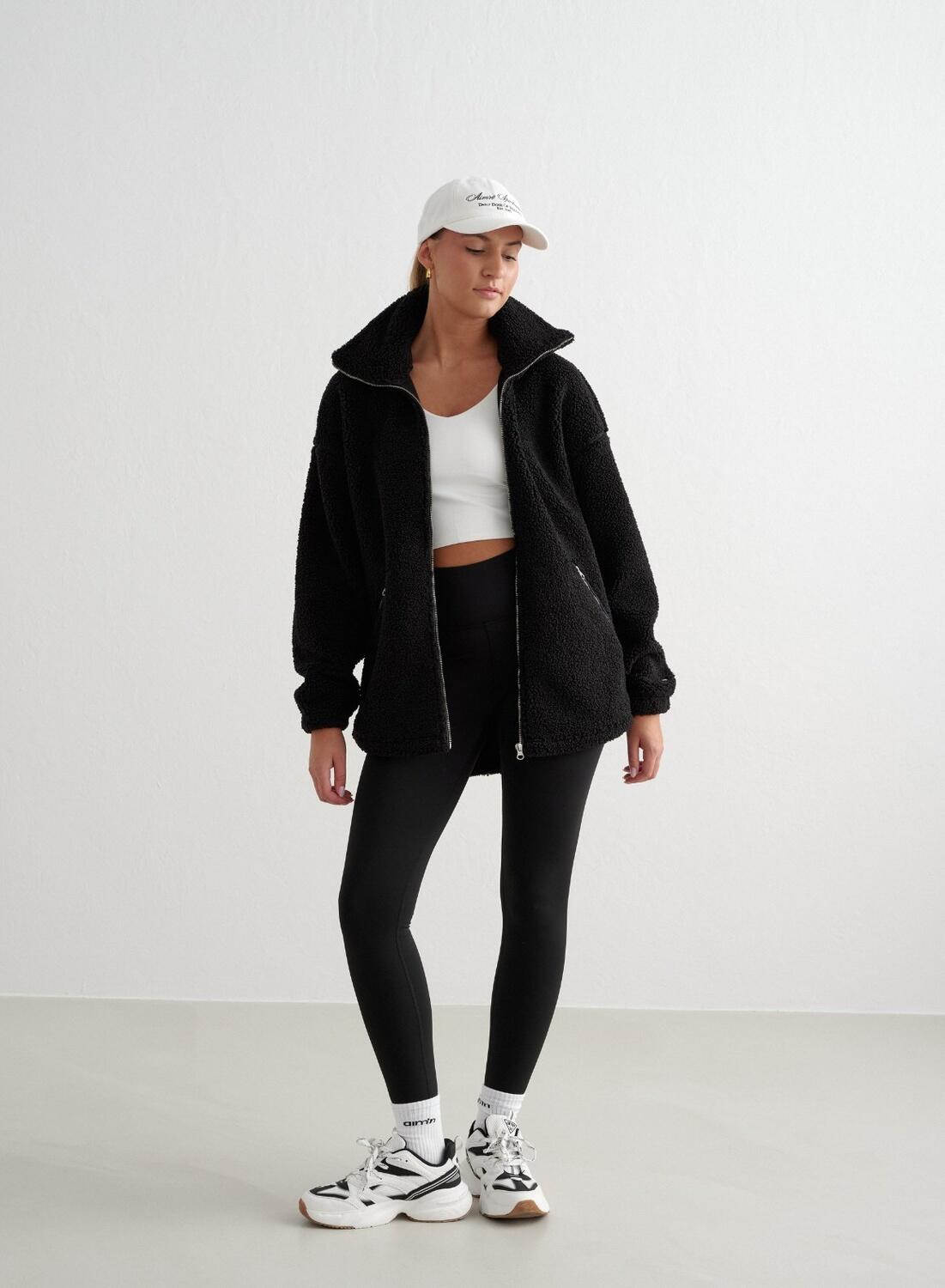 Donna Giacca Teddy in Pile Nero 2/7