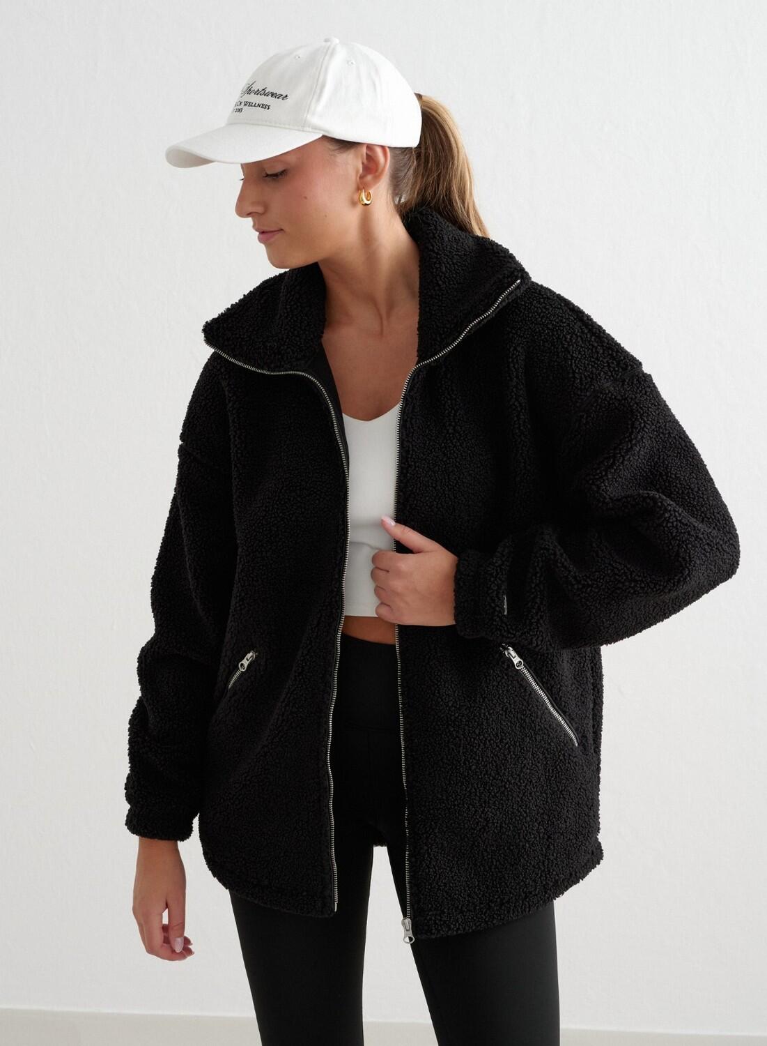Donna Giacca Teddy in Pile Nero 4/7
