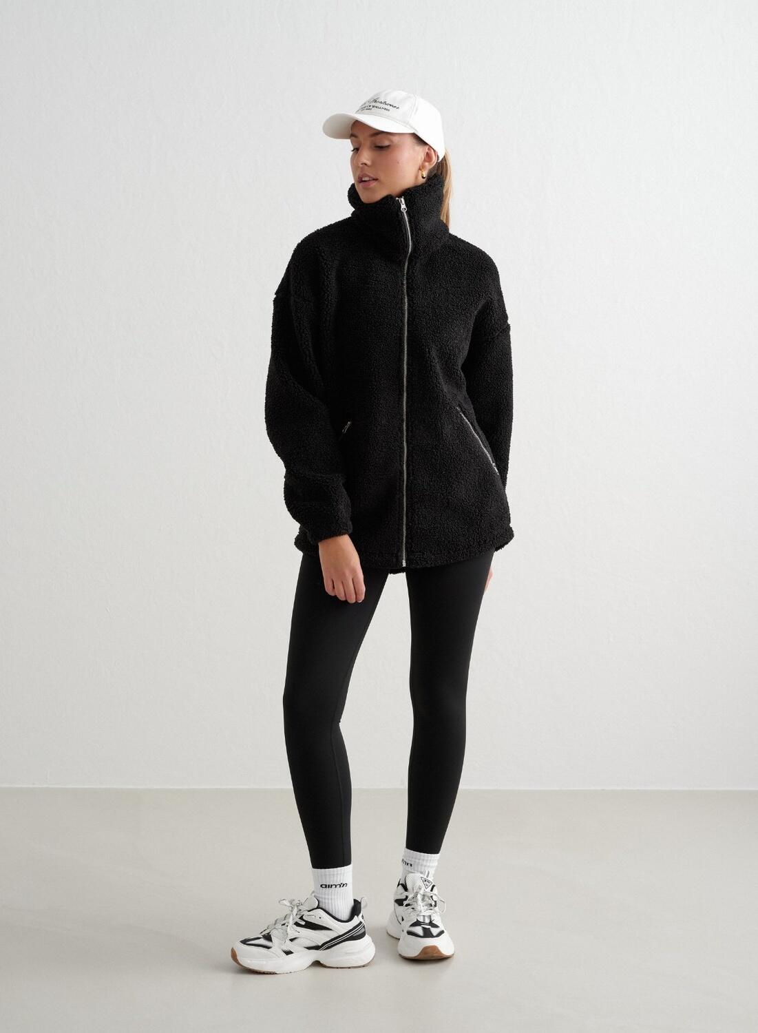 Donna Giacca Teddy in Pile Nero 6/7