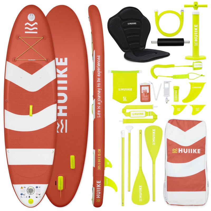 Huiike - Paddle Gonflable Adulte Accessoires Premium, Huiike, Rouge, Haute Stabilité - Set De Stand Up Paddle - Rose|rouge - 305 Mm - Decathlon