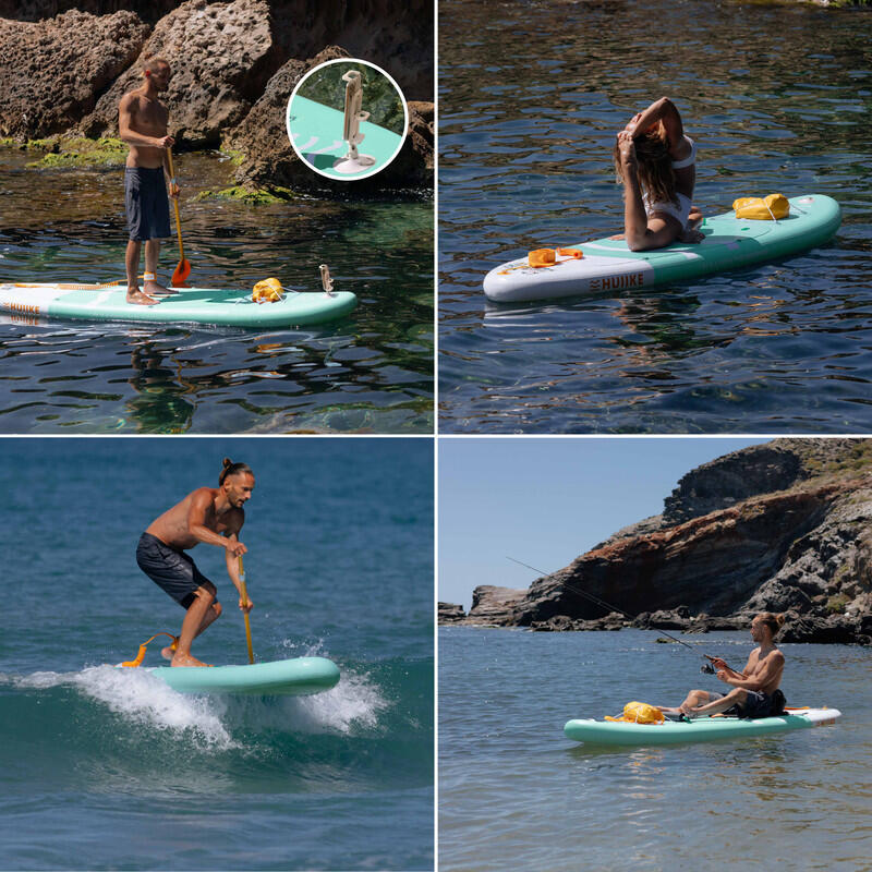 Placă SUP Gonflabilă 10’ Convertibilă în Caiac, până la 130 kg, Verde