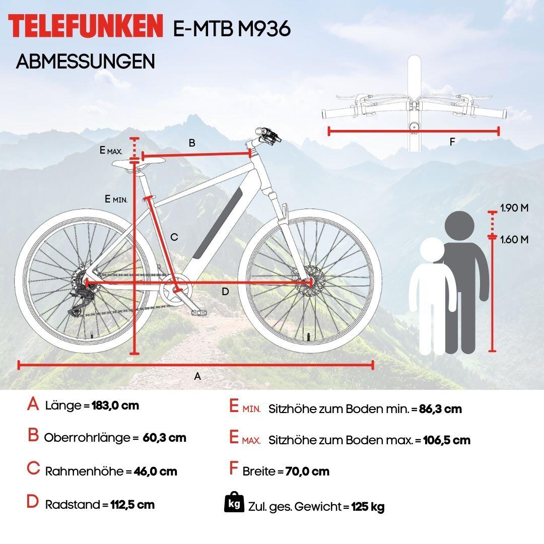 E-Bike M936 27,5 Zoll 8-Gang Pedelec Mountainbike E-MTB Elektrofahrrad Fully 6/7