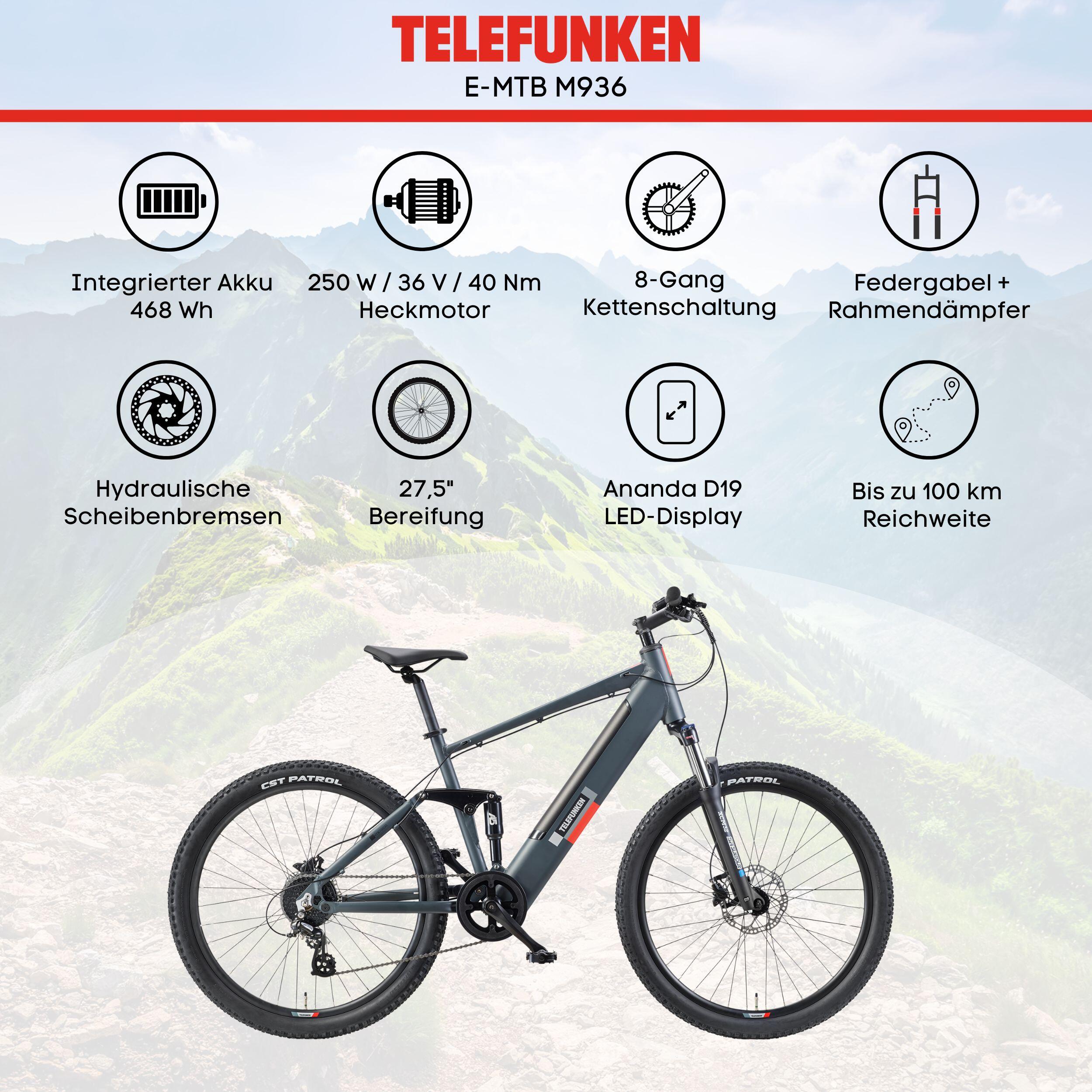 E-Bike M936 27,5 Zoll 8-Gang Pedelec Mountainbike E-MTB Elektrofahrrad Fully 5/7