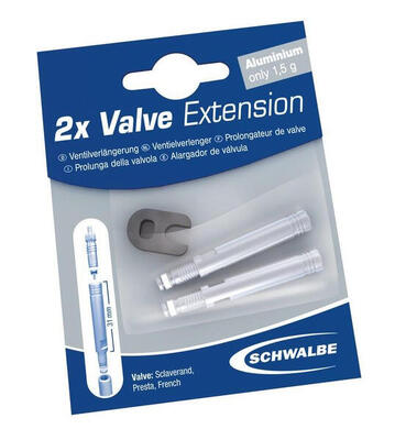 Schwalbe Ventilverlängerung 65 mm 2er Set, aluminium f. tubeless sw