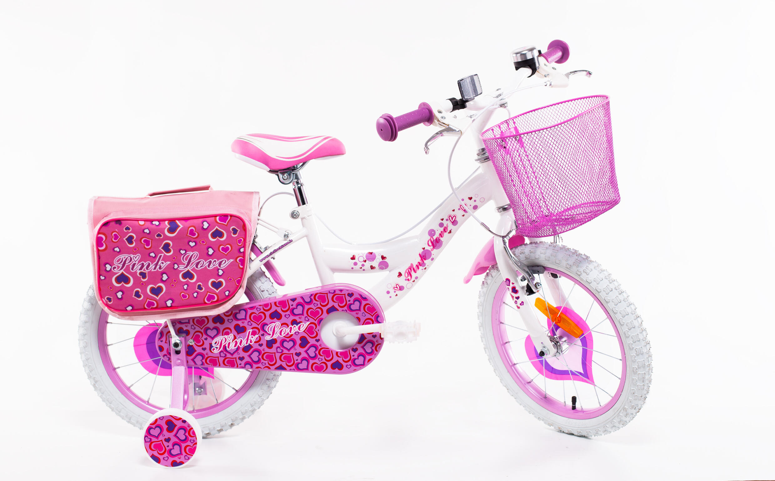 F.LLI SCHIANO Children's Bike SCH Pink Love 16" Steel Frame, V‑Brake Brakes, Accessories