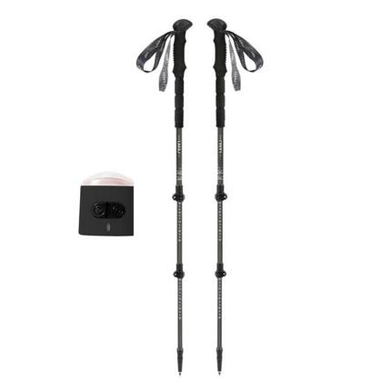 Bâtons de marche (lot de 2) pliable en fibre carbone +1lumière K2