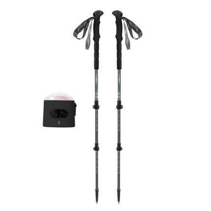 Bâtons de marche (lot de 2) pliable en fibre carbone +1lumière K2