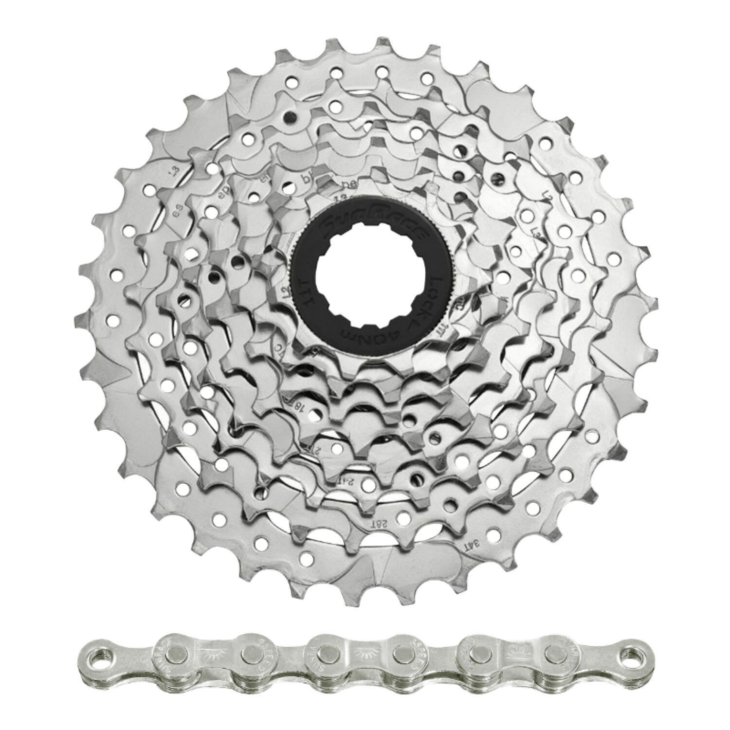 SUNRACE Cassette met ketting Sunrace M66 11-32 Shimano-Sram Nickel