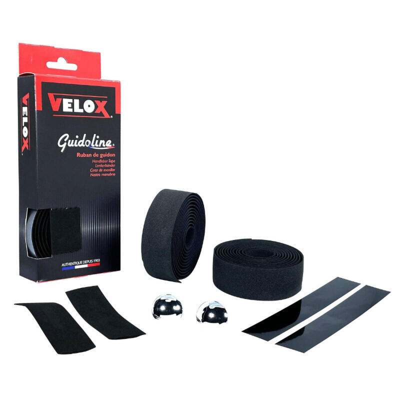 Ruban de Guidon Velox en Liège Noir - 2 Rouleaux pour Vélo de Route, 175cm                   2 modèles disponibles 1609€     VELOX Ruban de Guidon Velox en Liège Noir - 2 Rouleaux pour Vélo de Route, 175cmVendu exclusivement en ligne   