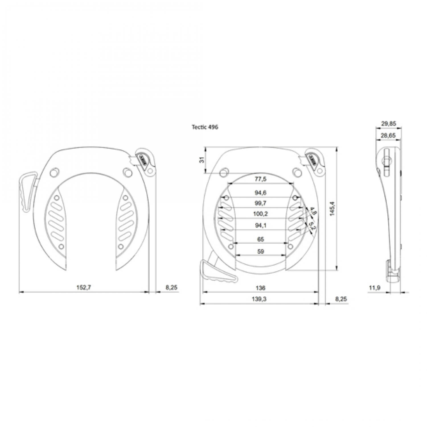 Abus Rahmenschloss TECTIC 496 NR Stahl, Schlüssel abziehbar, Ø=8,5mm, schwarz 4/4
