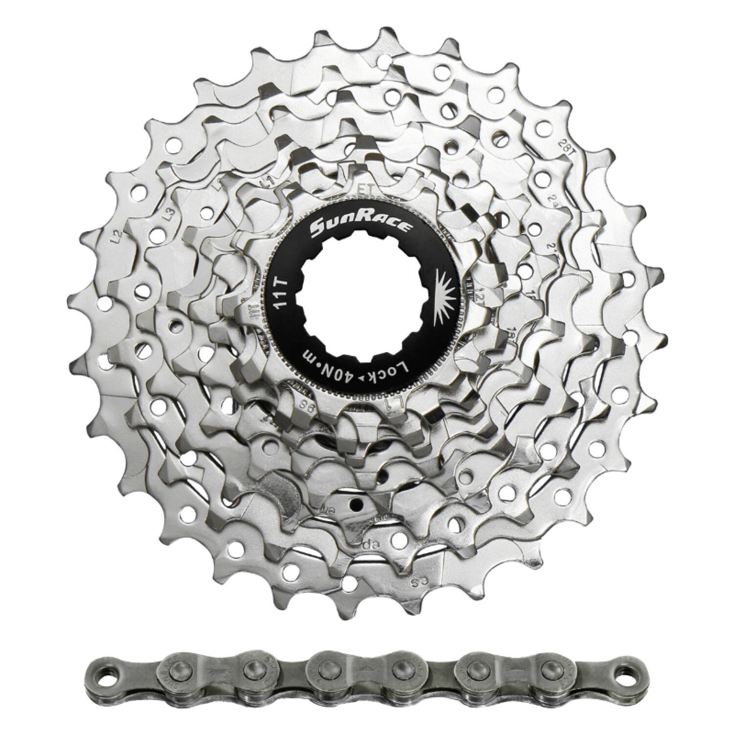 Kaseta z łańcuchem Sunrace R91 11-28 Route Shimano Nickel