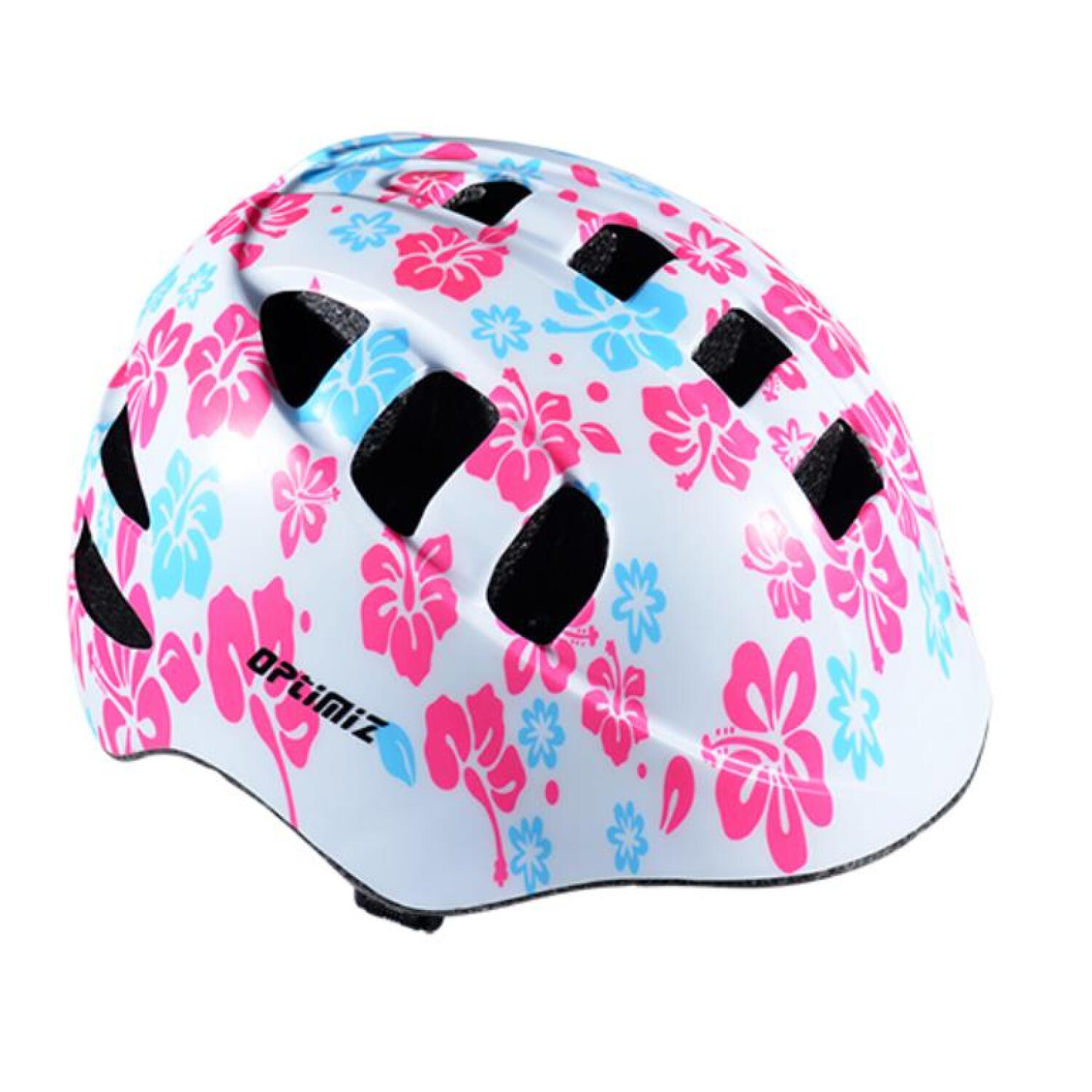 Kask dziecięcy Optimiz - Kwiaty Biały Różowy Niebieski - Extra Small 2/3