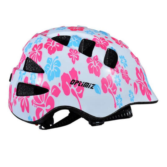 Kask dziecięcy Optimiz - Kwiaty Biały Różowy Niebieski - Extra Small