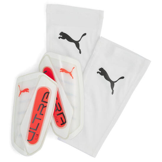 Espinilleras de fútbol con mallas ULTRA Flex PUMA White Glowing Red
