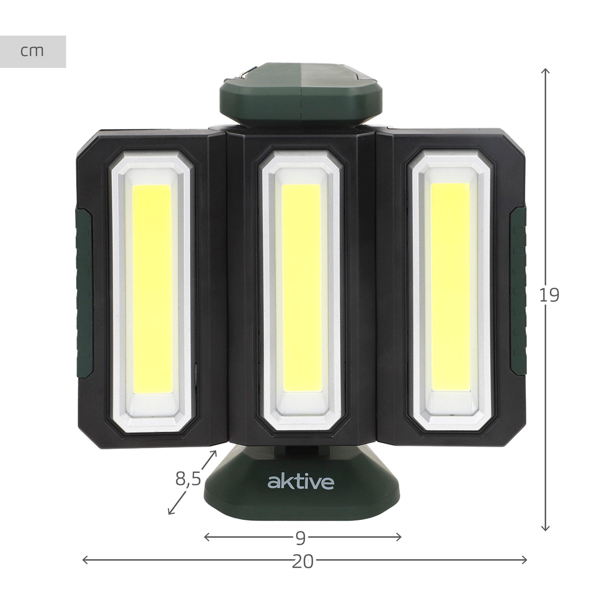 Aktive triplo faretto LED da esterno 3 in 1 USB e powerbank 1500 lumen 4/7