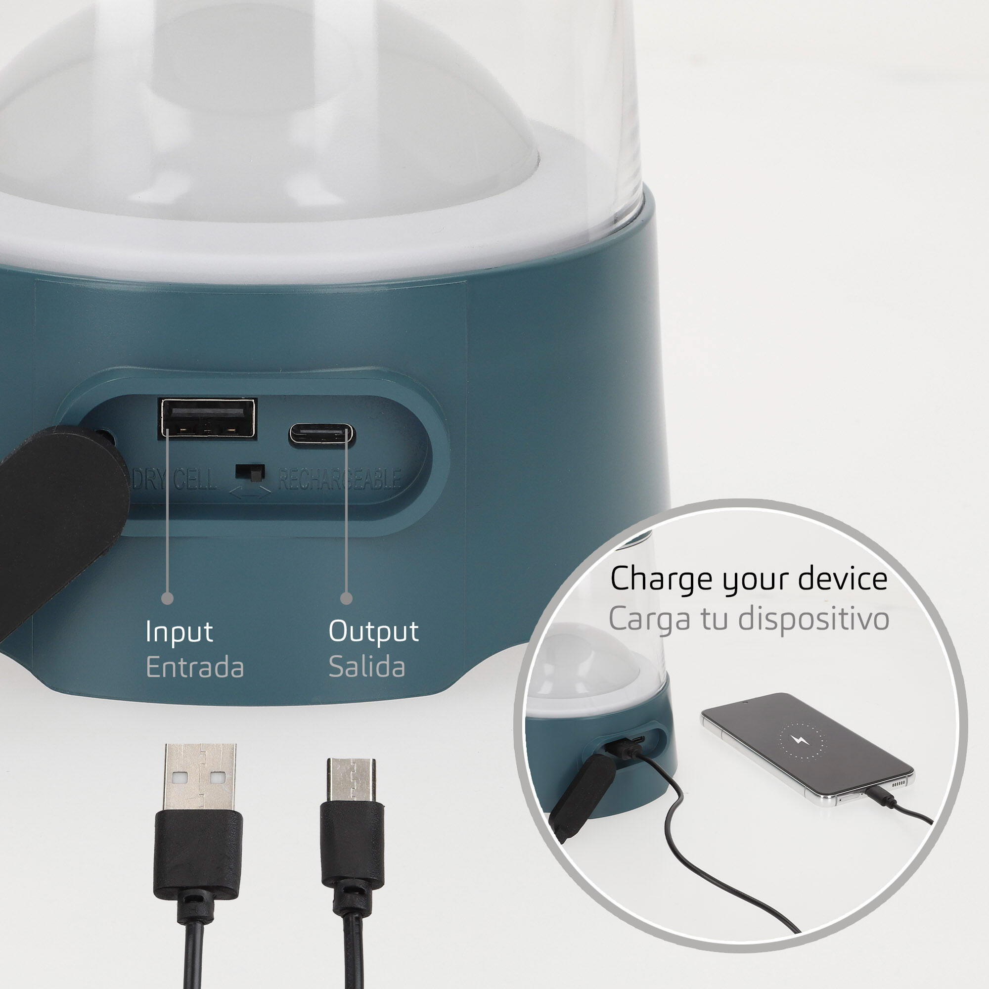 Aktive Lampe de camping LED 2 en 1 rechargeable USB 400 lumens dimmable 3/7