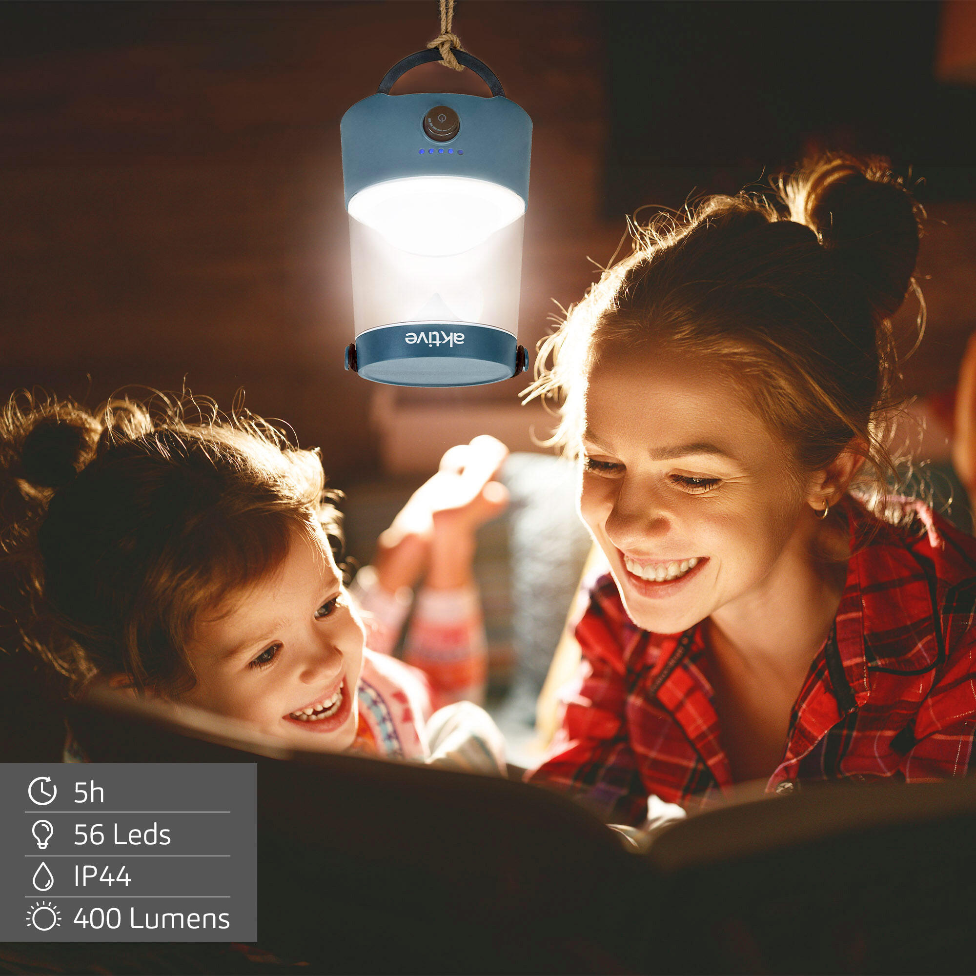 Lampe Camping Pliable Torribala 2-en-1 – LED 300 Lumens, Base Magnétique, Rechargeable + Piles, étanche IPX4