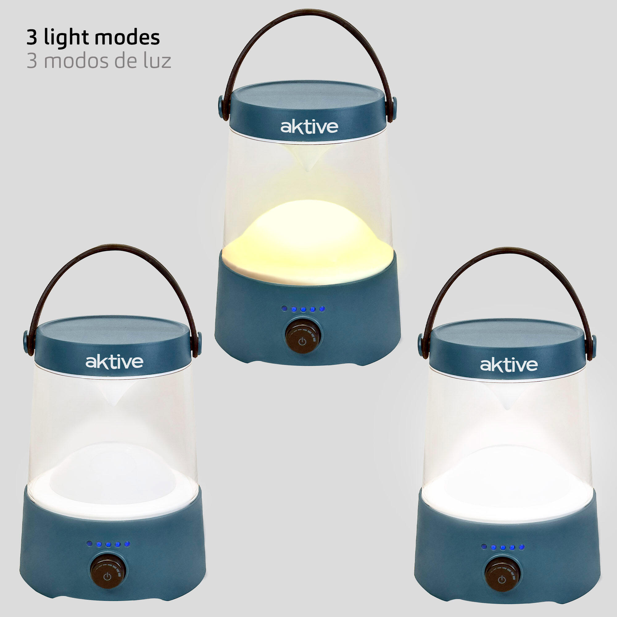 Aktive Lampe de camping LED 2 en 1 rechargeable USB 400 lumens dimmable 2/7