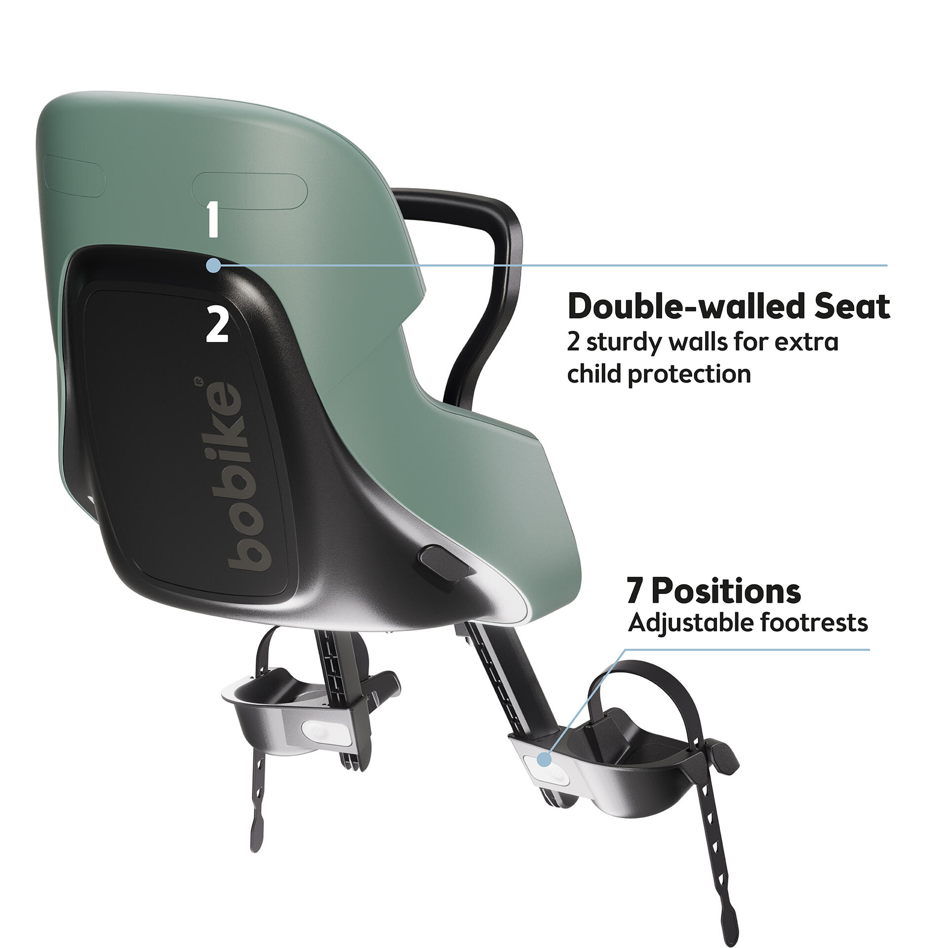 Seggiolino Anteriore Da Bicicletta Per Bambini  Exclusive Evolve Menta piperita 3/4