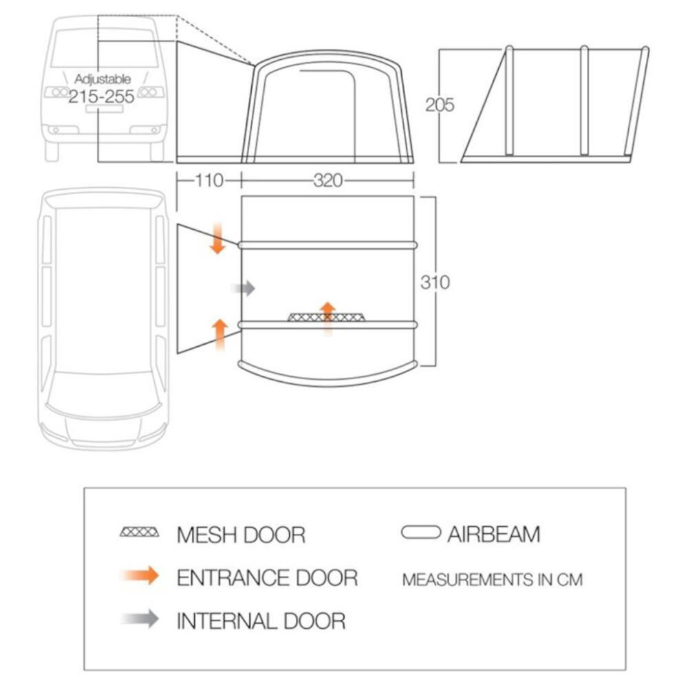 Vango Cove III Air Driveaway Awning - 215-255cm (Mid) 6/6