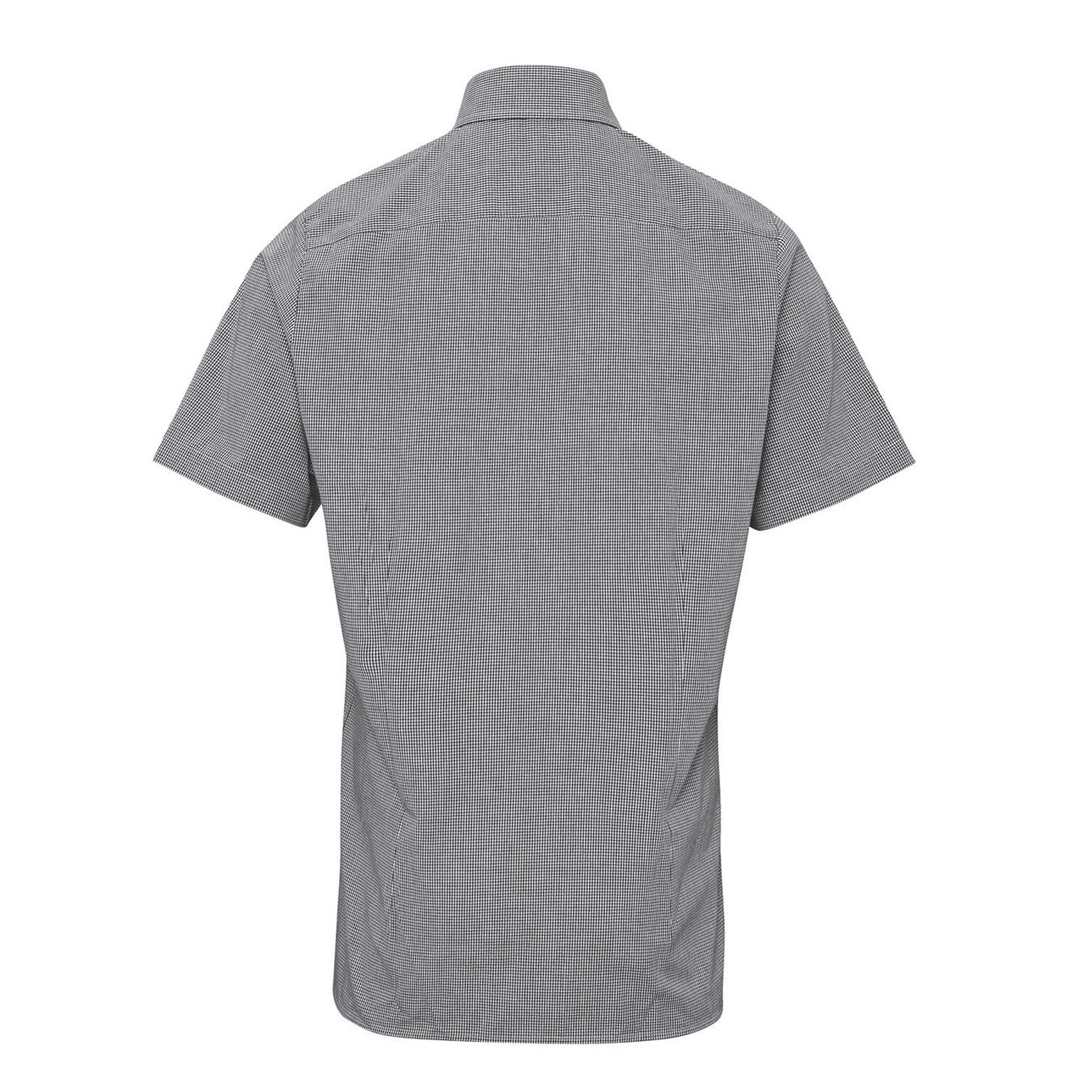 Camisa de manga curta em algodão xadrez microgingham para homem (Preto / Branco) 2/3