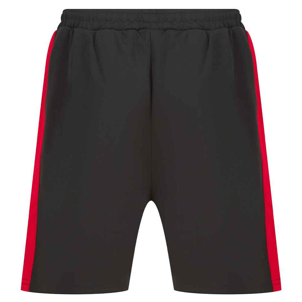 Calções de malha com fecho de correr para adultos unissexo (Preto / Vermelho) 2/2
