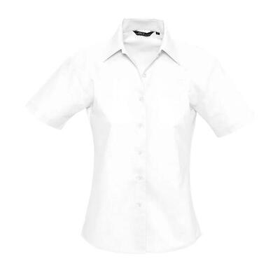 Dames elite oxford business blouse met korte mouwen (wit)