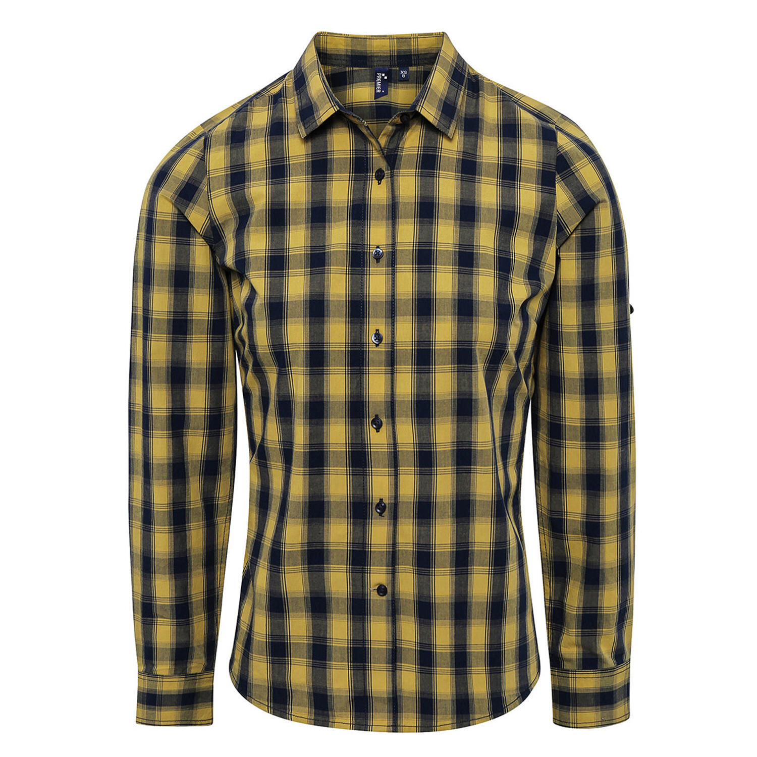 PREMIER Camicia A Quadri Manica Lunga Donna Premier Mulligan Cammello Blu Navy