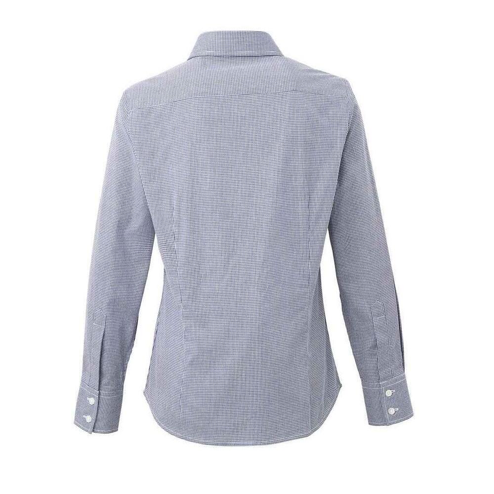 Camisa de manga comprida em algodão xadrez microgingham para senhora e senhora 2/4