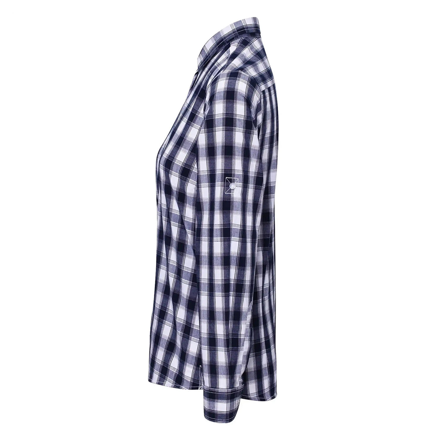 Camicia A Quadri Manica Lunga Donna Premier Mulligan Bianco Blu Navy 3/4