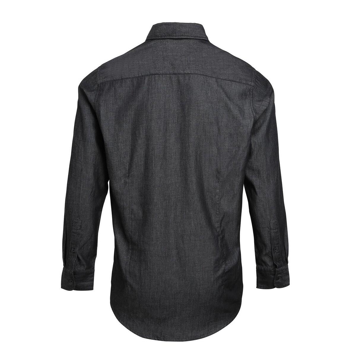 Heren Denim Jean stijl gestikt overhemd (Zwarte denim) 2/4