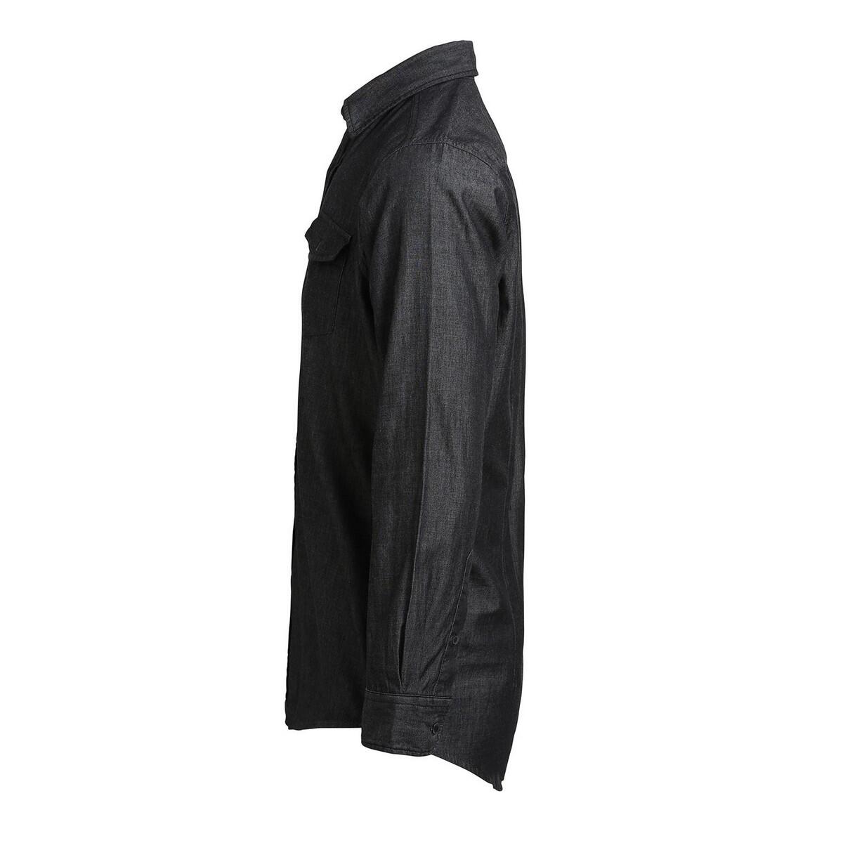 Heren Denim Jean stijl gestikt overhemd (Zwarte denim) 3/4